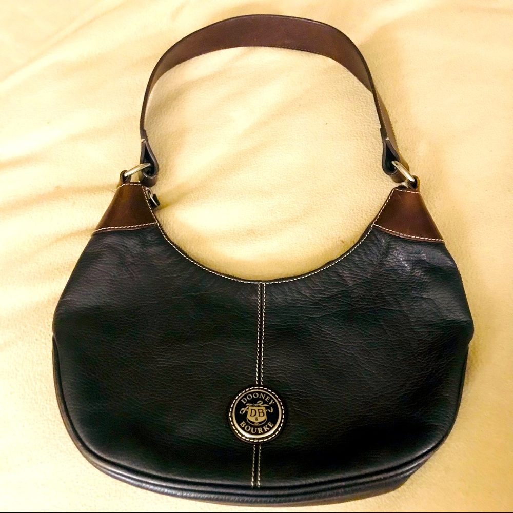 Dooney & Bourke Black and Brown Leather Hobo Bag